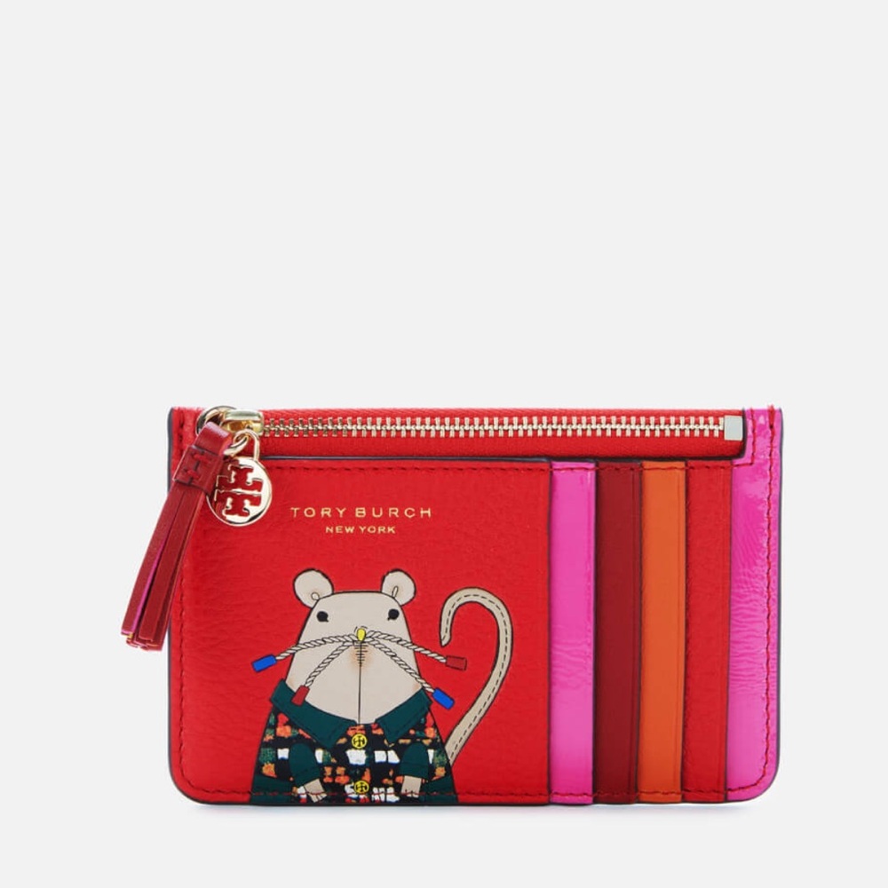 Tory Burch Women's Rita The Rat Top-Zip Card Case - Red